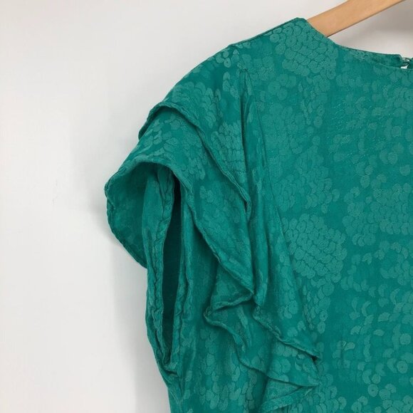 Koton teal textured ruffle short sleeve  t-shirt - Picture 11 of 16